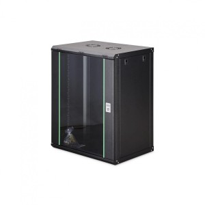 Szafa sieciowa wisząca jednosekcyjna DIGITUS Dynamic 19" 16U, 600x450, drzwi szyba, czarny, niezmontowana, 60kg