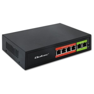 Switch niezarządzalny Qoltec przełącznik sieciowy Fast Ethernet PoE | 4x RJ45 | 2x RJ45 Uplink | 65W | 10/100Mb/s