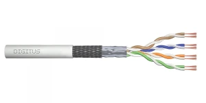 Kabel teleinformatyczny patchcordowy DIGITUS kat.5e, SF/UTP, linka, AWG 26/7, PVC, 100m, szary, karton - OTW OPAK