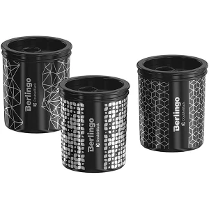 Berlingo, temperówka dwu-otworowa Double black, czarna, 12szt