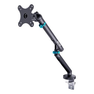 Ramię biurkowe pojedyncze DIGITUS z zaciskiem i sprężyną mechaniczną, 1x LCD max. 35" 10kg, VESA: 75x75, 100x100, Czarne