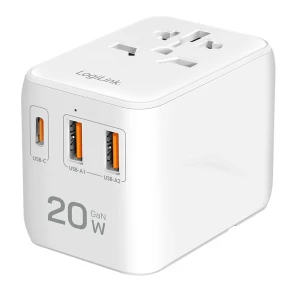 Ładowarka sieciowa podróżna LogiLink PA0356 USB GaN, 20 W, 4 złącza (PD), biała