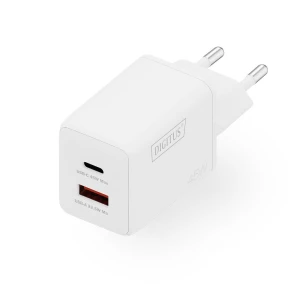 Ładowarka sieciowa DIGITUS GaN II 45W, 1x USB-C, 1x USB-A, PD 3.0, QC 3.0, biała