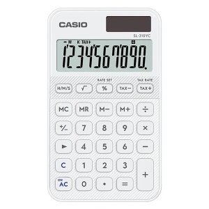 Casio Kalkulator SL 310 YC WE, biała, kieszonkowy, 10 miejsc, podwójne zasilanie