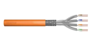 Kabel teleinformatyczny instalacyjny DIGITUS kat.7, S/FTP, Dca, drut, AWG 23/1, LSOH, 500m, pomarańczowy, szpula