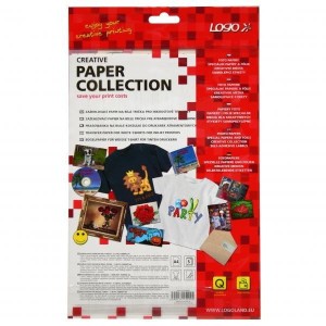 Logo prasowanka papier, do białej koszulki, biały, A4, 5 arkusza, do drukarek atramentowych, L