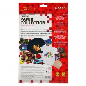 Logo prasowanka papier, na ciemne koszulki, biały, A4, 5 arkusza, do drukarek atramentowych, L