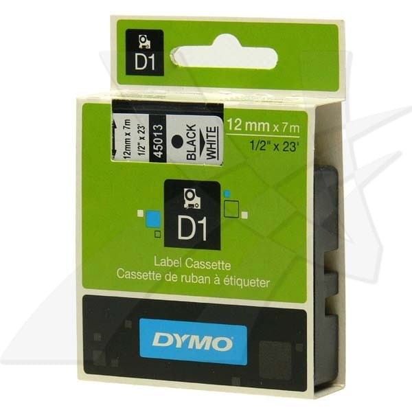 Dymo oryginalny taśma do drukarek etykiet, Dymo, 45013, S0720530, czarny druk/biały podkład, 7m, 12mm, D1
