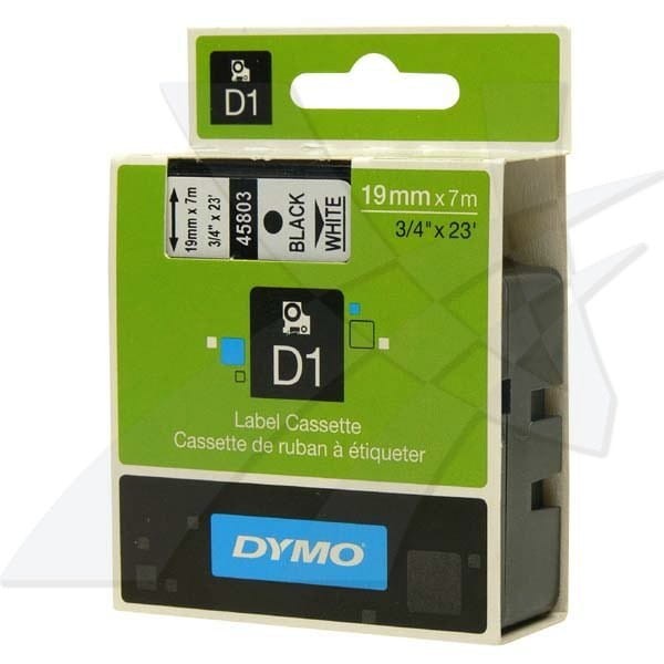 Dymo oryginalny taśma do drukarek etykiet, Dymo, 45803, S0720830, czarny druk/biały podkład, 7m, 19mm, D1