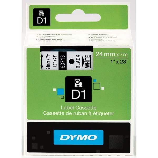 Dymo oryginalny taśma do drukarek etykiet, Dymo, 53713, S0720930, czarny druk/biały podkład, 7m, 24mm, D1