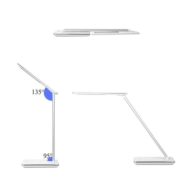 Lampka LED z ładowarką indukcyjną stmívatelná, czarna, 5V/9V, micro USB, Wyjście USB, adapter QC, Qi