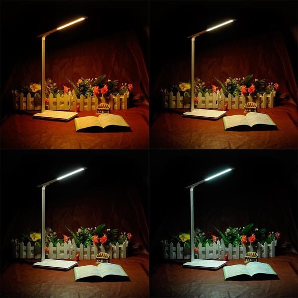 Lampka LED z ładowarką indukcyjną stmívatelná, czarna, 5V/9V, micro USB, Wyjście USB, adapter QC, Qi