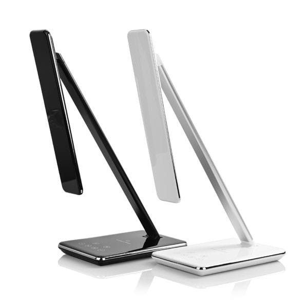 Lampka LED z ładowarką indukcyjną stmívatelná, czarna, 5V/9V, micro USB, Wyjście USB, adapter QC, Qi