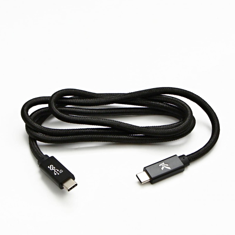 Kabel USB (3.2 gen 2), USB C M- USB C M, 1m, Power Delivery 100W, 10 Gb/s, 20V/5A, czarny, Logo, box, oplot nylonowy, aluminiowa o