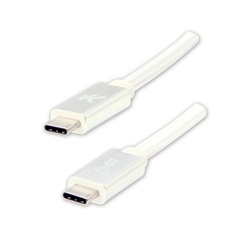 Kabel USB (3.2 gen 2), USB C M- USB C M, 1m, Power Delivery 100W, 10 Gb/s, 20V/5A, biały, Logo, box, oplot nylonowy, aluminiowa os