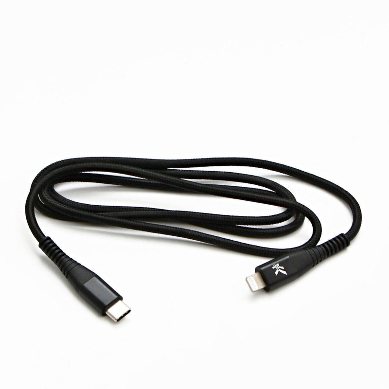 Kabel USB (2.0), USB C M- Apple Lightning M, 2m, MFi certifikat, 5V/3A, czarny, Logo, box, oplot nylonowy, aluminiowa osłona złącz