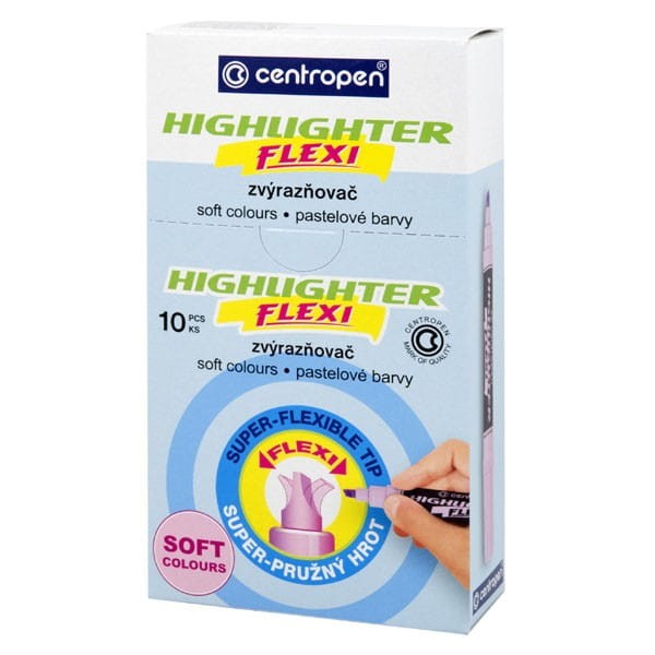 Centropen, zakreślacz 8542, różowy, 10szt, 1-5mm, z super elastyczną końcówką, cena za 1 szt