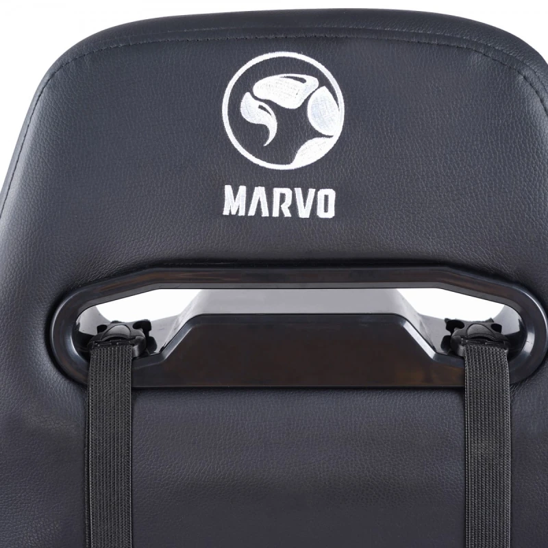 Dla gracza fotel Marvo CH-134, czarne, zagłówek i poduszka lędźwiowa