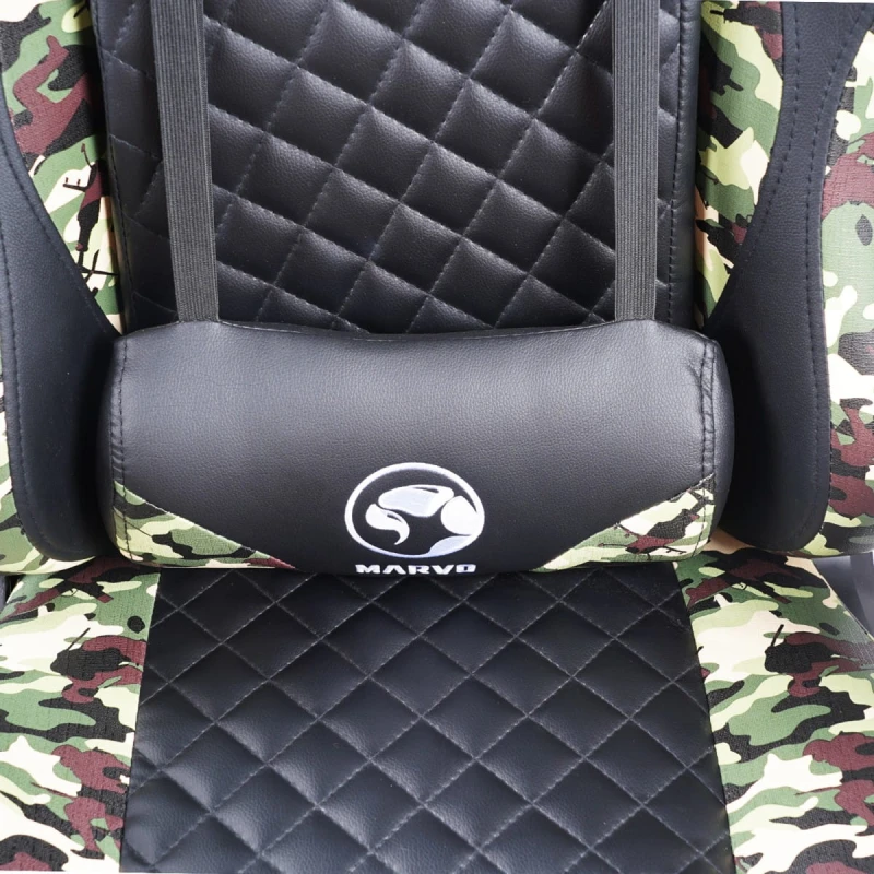 Dla gracza fotel Marvo CH-134, czarne, zagłówek i poduszka lędźwiowa