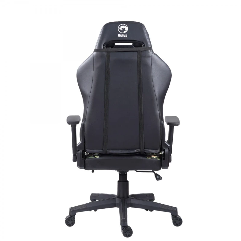 Dla gracza fotel Marvo CH-134, czarne, zagłówek i poduszka lędźwiowa