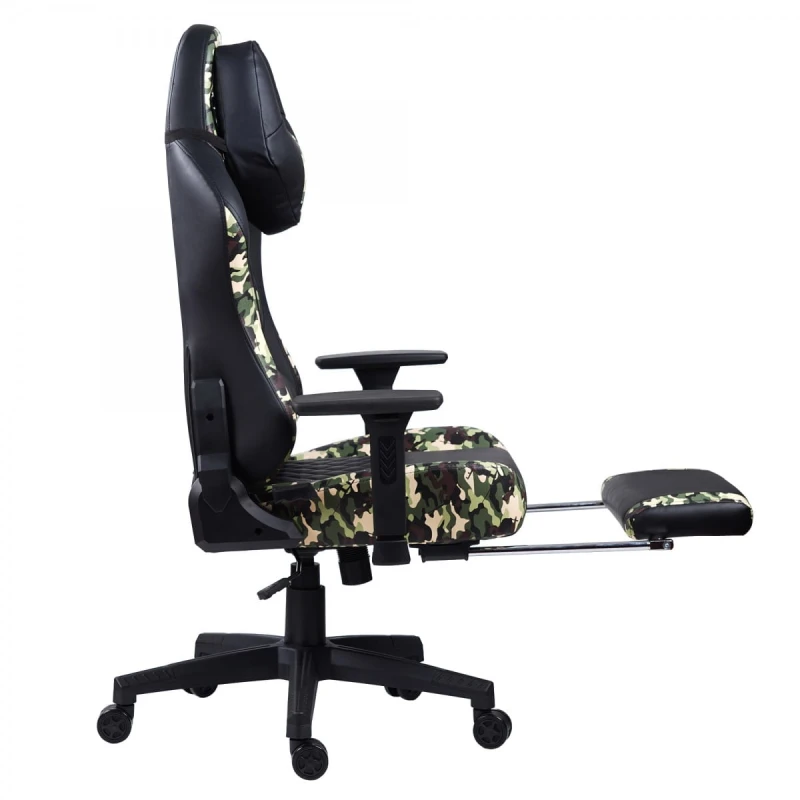 Dla gracza fotel Marvo CH-134, czarne, zagłówek i poduszka lędźwiowa