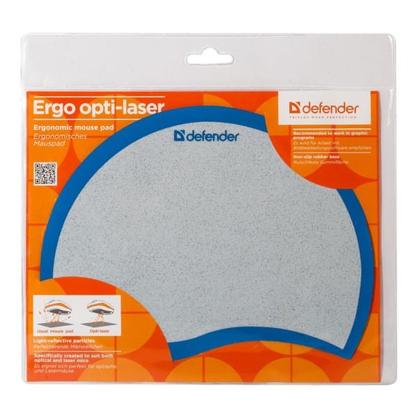 Podkładka pod mysz, PVC+PU, biało-niebieska, 21.5x16.5cm, 1.2mm, Defender, Błyszczące mikrocząstki