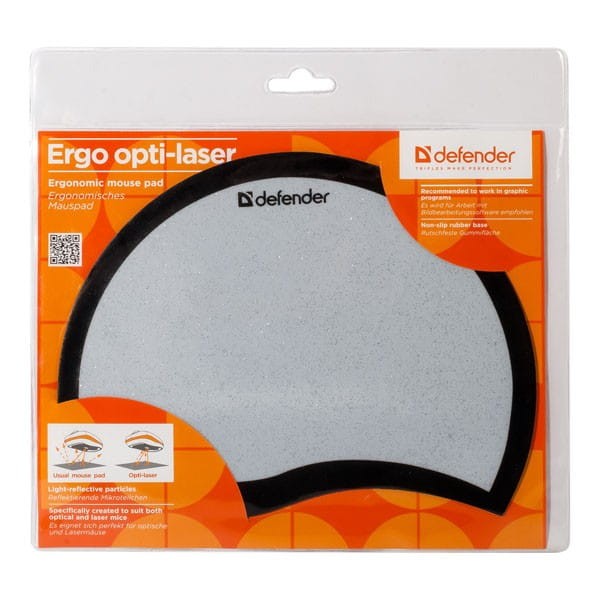 Podkładka pod mysz, PVC+PU, czarno-biały, 21.5x16.5cm, 1.2mm, Defender, Błyszczące mikrocząstki