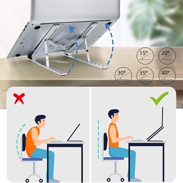 Podstawa pod notebook, z regulacją kąta, srebrny, aluminium, 10 Kg nośność, SWISSTEN