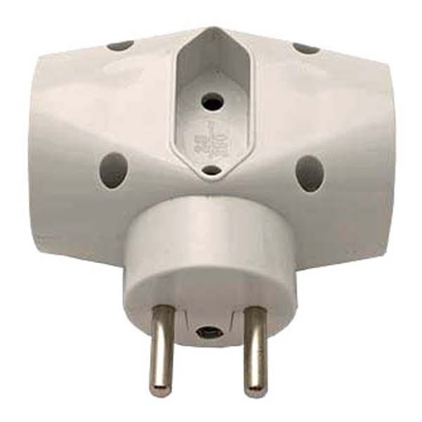 Listwa zasilająca 240V, CEE7 (widelec)-gniazdo 3x, 0.1m, 2x typ E,1x typ C, biała, Rozgałęziacz/ trójnik elektryczny, 3 zásuvky