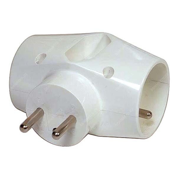 Listwa zasilająca 240V, CEE7 (widelec)-gniazdo 3x, 0.1m, 2x typ E,1x typ C, biała, Rozgałęziacz/ trójnik elektryczny, 3 zásuvky