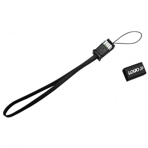 Kabel USB (2.0), USB A M- USB mini M (5 pin), 0.3m, czarny, Logo, smycz do aparatu