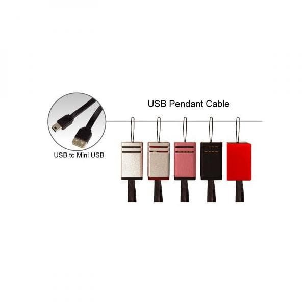 Kabel USB (2.0), USB A M- USB mini M (5 pin), 0.3m, czarny, Logo, smycz do aparatu
