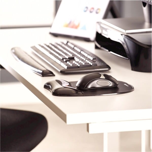 Ergonomiczna żelowa, czarna, 23x20.2 cm, 1.4 cm, Fellowes, powłoka antybakteryjna MICROBAN