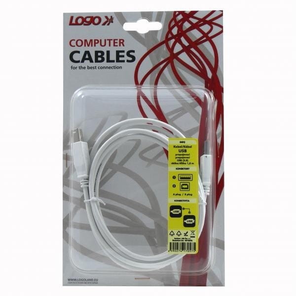 Kabel USB (2.0), USB A M- USB B M, 1.8m, czarny, Logo, blistr