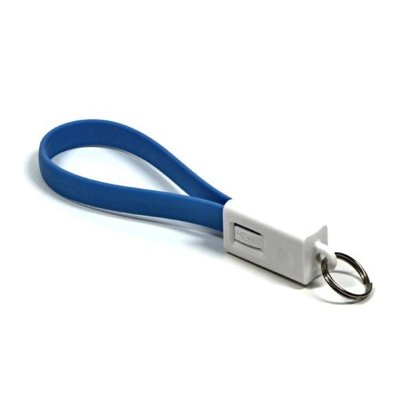 Kabel USB (2.0), USB A M- USB micro B M, 0.2m, niebieski, breloczek na klucze