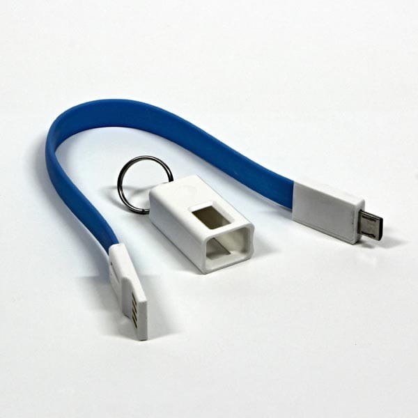 Kabel USB (2.0), USB A M- USB micro B M, 0.2m, niebieski, breloczek na klucze