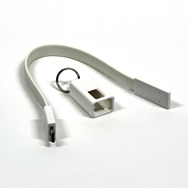 Kabel USB (2.0), USB A M- USB micro B M, 0.2m, biały, breloczek na klucze