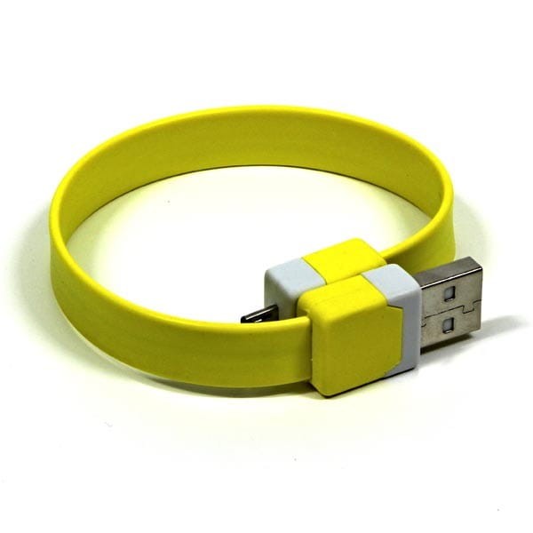 Kabel USB (2.0), USB A M- USB micro B M, 0.25m, żółty, na nadgarstek