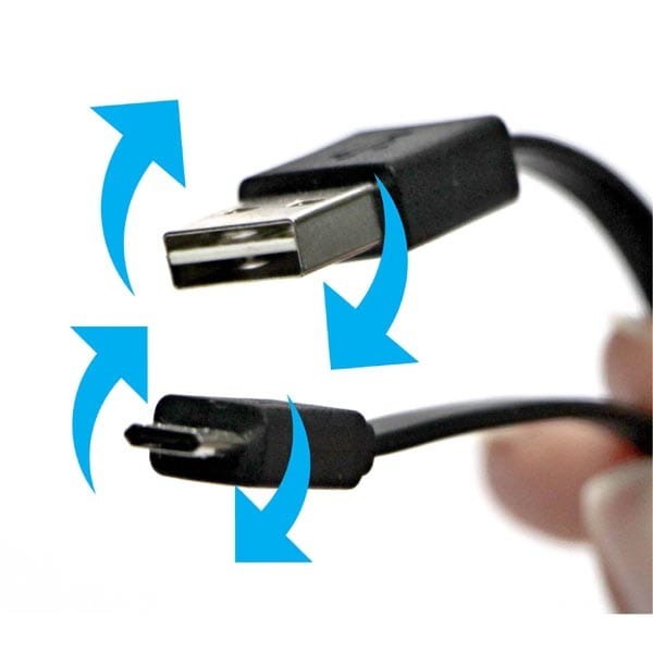 Kabel USB (2.0), USB A M reversible- USB micro M reversible, 1m, płaski, czarny