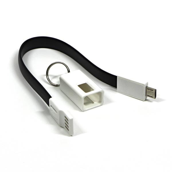 Kabel USB (2.0), USB A M- USB micro B M, 0.2m, czarny, breloczek na klucze