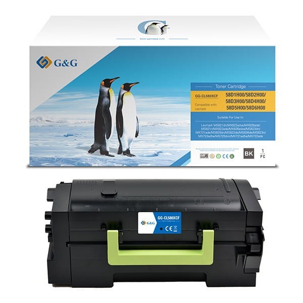 G&amp;G kompatybilny toner z 58D2H00, black, 15000s, NT-CL580XCF, high capacity, return, dla Lexmark MS 725, 821, 822, 823, 825, 826,