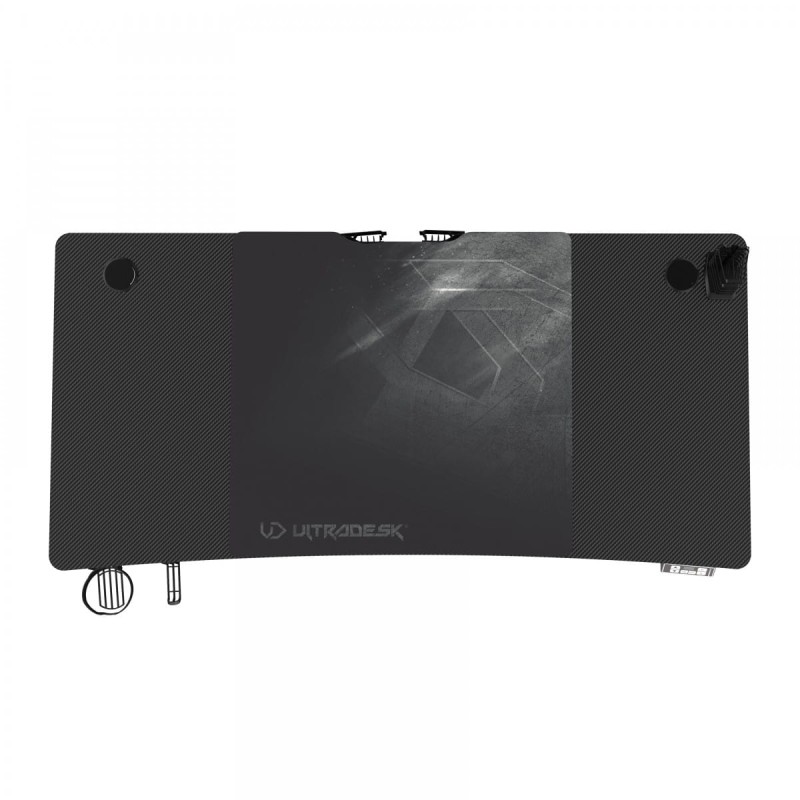 ULTRADESK Biurko dla gracza LEVEL V2, 140x68cm, 72-117cm, elektycznie regulowany, z podkładką pod mysz XXL, uchwyt na słuchawki i