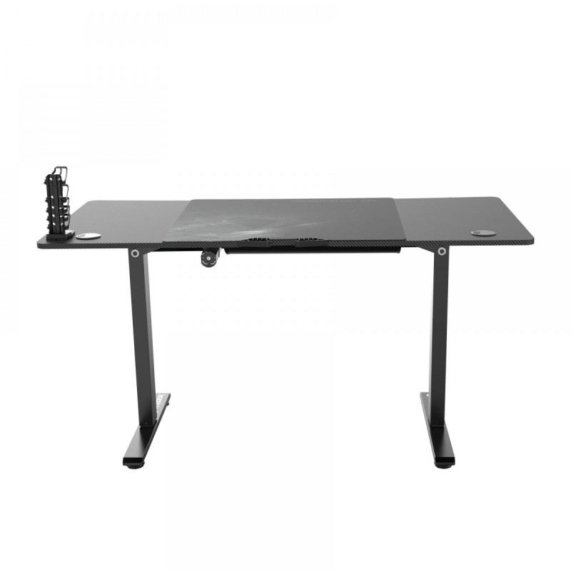 ULTRADESK Biurko dla gracza LEVEL V2, 140x68cm, 72-117cm, elektycznie regulowany, z podkładką pod mysz XXL, uchwyt na słuchawki i