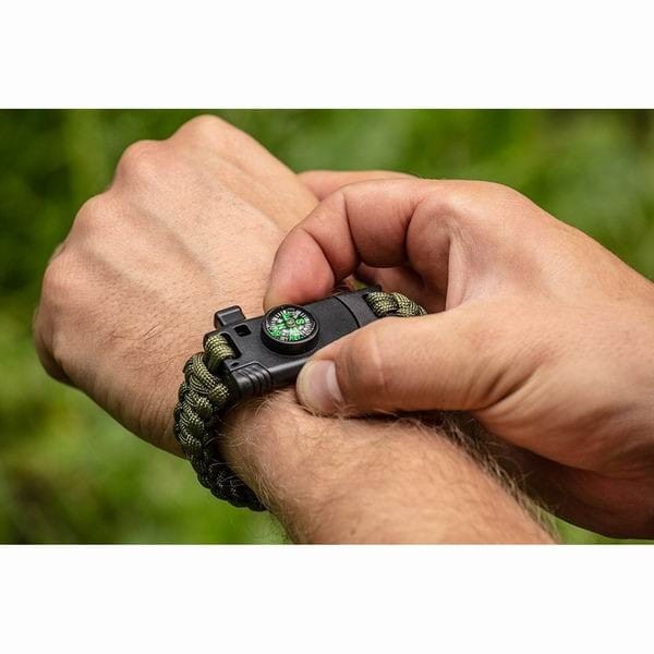 Neo Tools Bransoletka survivalowa 5w1 vlasec, podpalovač, kompas, nůž, píšťalka