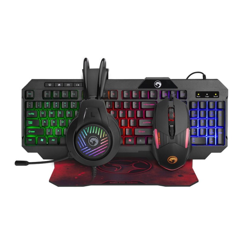Marvo CM430 CZ/SK, zestaw klawiatura mysz dla gracza, podkładka, klawiatura, CZ/SK, do gry, membranowa rodzaj przewodowa (USB), cz