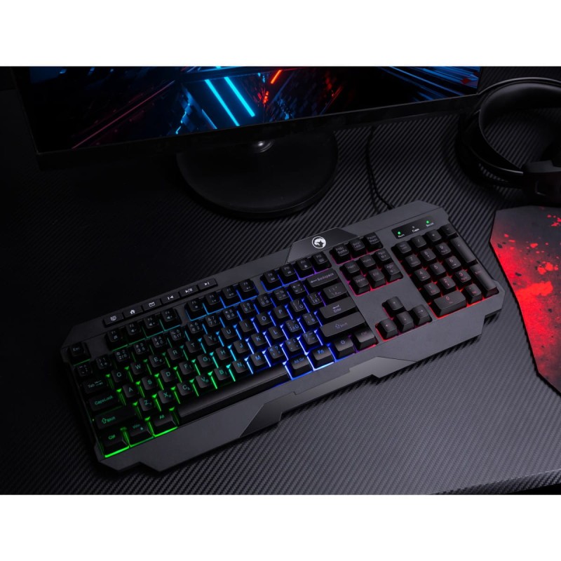 Marvo CM430 CZ/SK, zestaw klawiatura mysz dla gracza, podkładka, klawiatura, CZ/SK, do gry, membranowa rodzaj przewodowa (USB), cz