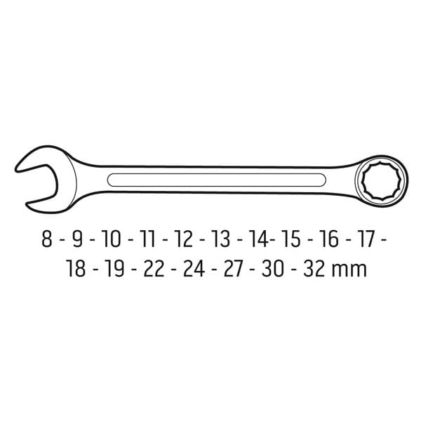 Klucze płasko-oczkowe09-753, Zestaw 17 ks, 8-32 mm, NEO TOOLS