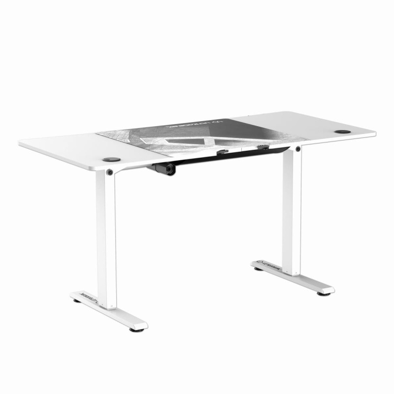 ULTRADESK Biurko dla gracza LEVEL V2 WHITE, 140x68cm, 72-117cm, elektycznie regulowany, z podkładką pod mysz XXL, uchwyt na słucha