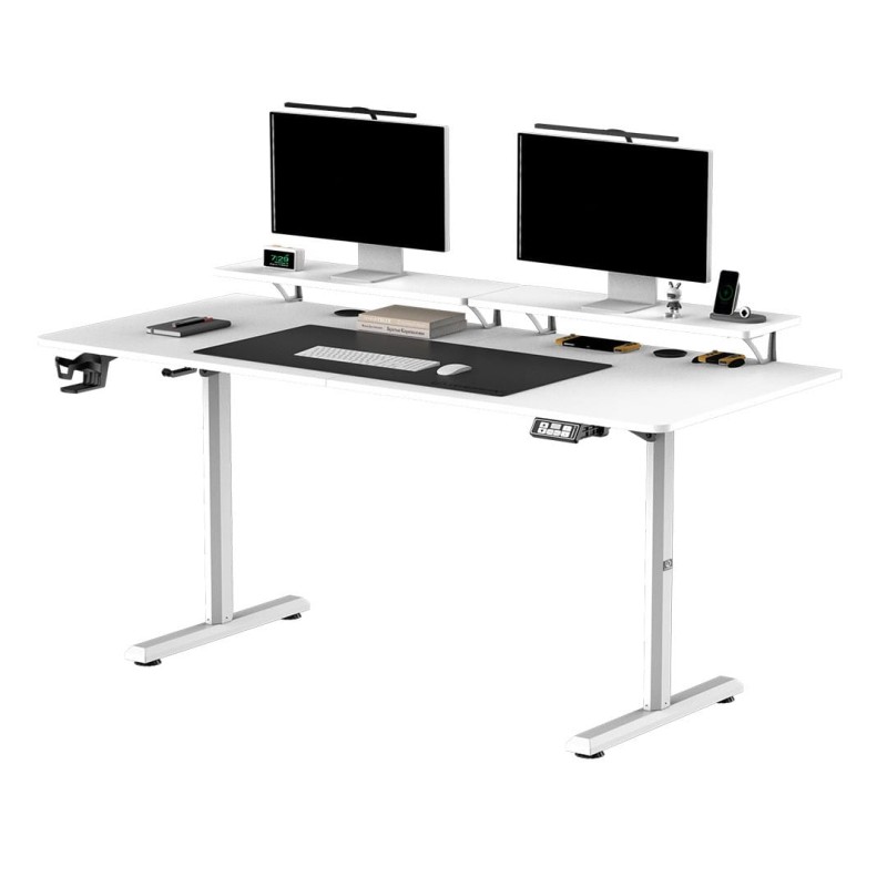 Biurko, elektycznie regulowany, 160X70 cm, 72-117 cm, HIGHLANDER XXL WHITE, biały, ULTRADESK