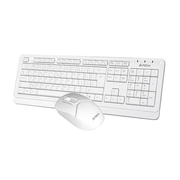 A4Tech FG1012, Zestaw klawiatur z myszą optyczną bezprzewodową, AA, CZ, klasyczna, 2.4 [Ghz], bezprzewodowa, biała